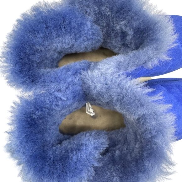 Rare UGG Australia Bailey Blue Cobalt Suede Button Short Sheepskin Boots Women 9 - Picture 10 of 10